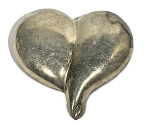 Large Sterling Silver Heart Shaped Broach Scratched And Clasp Missing