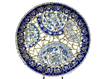 Oversized Blue/White Mosiac Decorative Platter