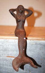 Cast Iron Nautical Small Mermaid Ledge Sitter