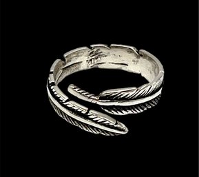 Vintage Sterling Silver Feather Wrap Ring, Size 5.5