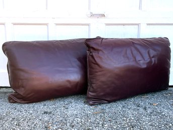 A Pair Of Oxbood Leather Cushions From Modern Stickley Furniture