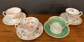 Four English Bone China Cups And Saucers, Foley, E&B And Grosvenor China Of England