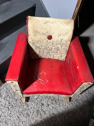 Vintage Red & White Vinyl Childs Rocking  Chair