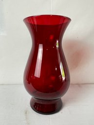 Vintage Ruby Red Flash Red Bulbous Glass Vase