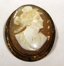 Victorian Carved Shell Cameo Gold Filled Broochin Very Goo