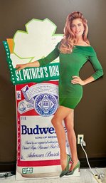 Vintage 1993 Kathy Ireland St Patricks Day Budweiser Beer - Life Size Stand Up Advertising Display - 70 X 40