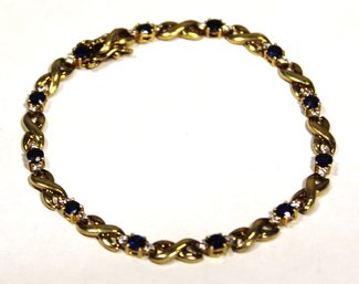 Gold Over Sterling Silver Bracelet Having Genuine Sapphire Stones