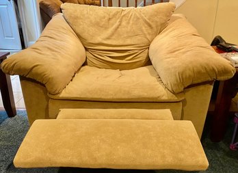 Tan Microsuede Oversized Recliner