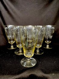 Set Of 6 Etched Beer Glasses