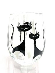 Hand-blown Atomic Cats Stemless Wine Glass