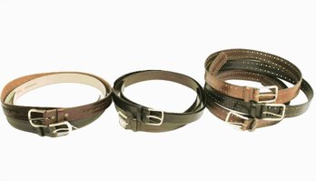 Seven Vintage Leather Belts-Salesman Samples-Size 32 To 34