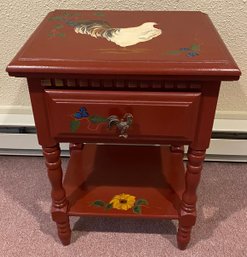 Cute One Drawer Hand Painted Rooster Table