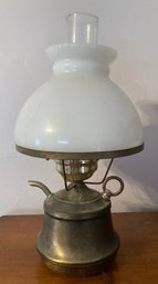 White Glass Shade Oil Lamp