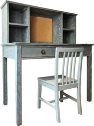 A Solid Oak Desk And Bookshelf Hutch By Pottery Barn Kids (2 Of 2 In Sale, Clean Cork Board)