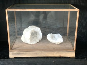 Pair Restoration Hardware Large Crystals In Glass Display Case