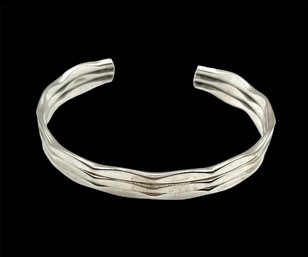 Heavy Vintage Sterling Silver Wavy Cuff Bracelet