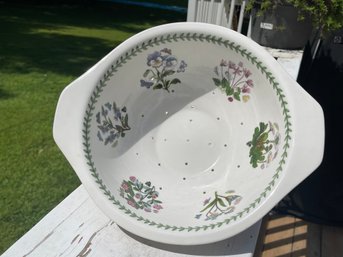 Portmeirion Botanic Garden Ceramic Colander Strainer W Handles Floral 12' Wide