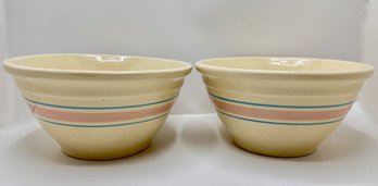 2 Vintage McCoy #10 Banded Mixing Bowls