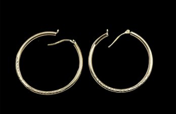 Vintage Sterling Silver 1/10 10K Gold Hoop Earrings