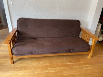 Modern Oak Folding Futon With Mattress