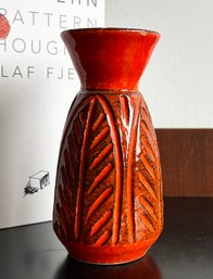 Bright Orange Mid Century Modern Italian Ceramic Vase