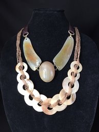 Gold & Shell Tone Duo Of Necklaces - A Tale Of 2 Chicos