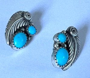 VINTAGE TURQUOISE SOUTHWESTERN CLIP-ON EARRINGS