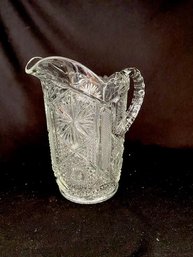 Vintage Clear Pressed Glass Beverage Pitcher