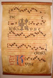 Antique 16th Century Antiphoner Parchment Vellum Music Book Leaf Large Double Sided