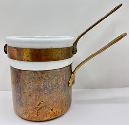 Copper Made In France Double Boiler With Apilco Porcelain Insert, Tin Lined, No Lid