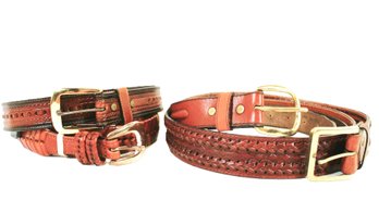 Four Funky Vintage Leather Belts-Salesman Samples-Size 32 To 36