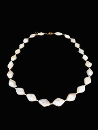 Genuine Diamond Baroque Pearl Necklace - 14 KT Gold Plated