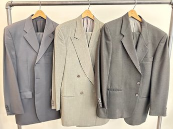3 Men's Suits: Giorgio Armani, Calvin Klein & Dolfino, Size Large