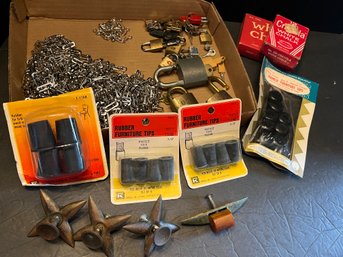 Misc Hardware Lot Fur Tips, Chain, Locks , Chalk & MCM Star Hardware