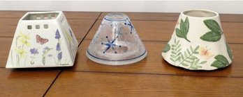 Trio Of Decorative Jar Candle Shades - Yankee Candle, Crackle Glass &