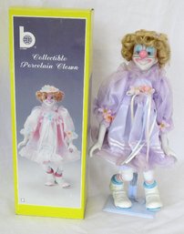 1990 Authentic Brinns  Collectible  Porcelain Clown Doll With Original Box