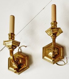 A Pair Of Vintage Brass Sconces