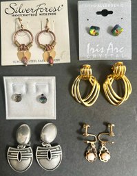 Lot Of 6 Prs. Earrings: 3 New On Card Pierced Earrings 3 Clips: Monet, Berebi, 1/20th 12K Gold FILLED