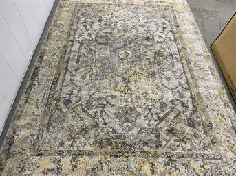 Horizon Grey & Pale Yellow Floral Designed Carpet 7' 10' X 10' 10'