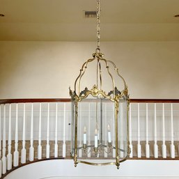 A Dramatic Gilt Bronze And Glass Lantern Chandelier - Entry Hall