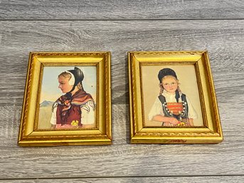 Pair Of Vintage Swiss Maiden Pictures