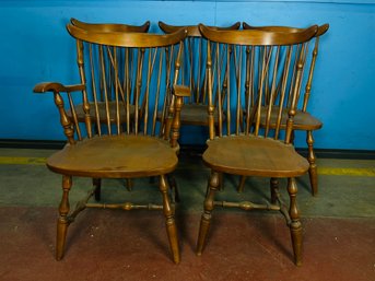 Set Of 5 Fan Back Spindle Chairs