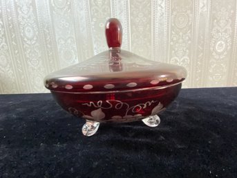 Egermann Czech Bohemian Lidded Candy Dish