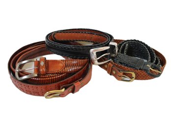 Five Vintage Woven Leather Belts-Salesman Samples-Size 36 To 43