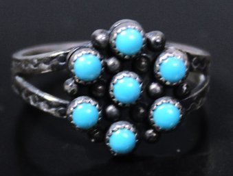 Vintage Sterling Silver Southwestern Turquoise Ladies Ring Size 6