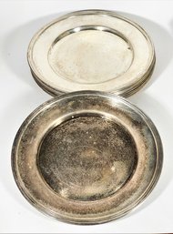 Eight Silver On Copper Bread Plates 6' Diameter, Clean Condition