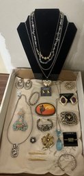 Lot Of Jewelry Collection Different Necklaces, Ear Rings, Hair & Saree Pins, Bracelets. JJ/a3