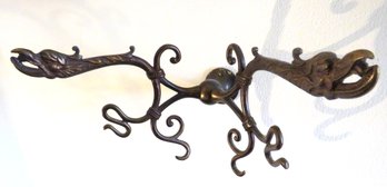 Antique Wrought Iron Wall Coat Hook Bird Motif