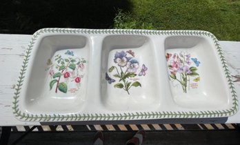 Portmeirion Botanic Garden 3-Section Server  17 X 9.5' Serving Platter