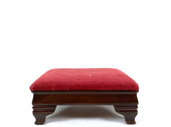 Antique Mahogany And Upholstered Foot Stool